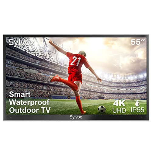 SYLVOX 55 inch Outdoor TV, Waterproof 4K Ultra HD HDR Smart TV with Bluetooth WiFi Function for Partial Sunshine Areas