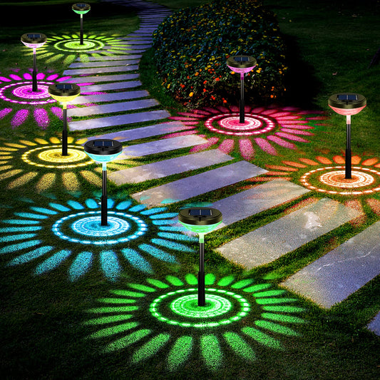 Nupostai Bright Solar Pathway Lights 8 Pack,Color Changing+Warm White LED Path Lights Outdoor,IP67 Waterproof, Solar Powered Garden Lights for Walkway Yard Backyard Lawn Landscape Decorative